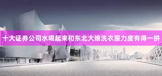 十大证券公司水喝起来和东北大娘洗衣服力度有得一拼